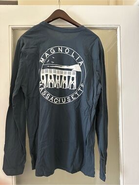 Magnolia Long-Sleeve Tee in Slate Blue with White Graphic